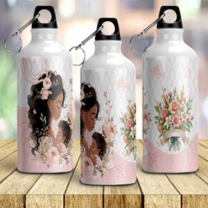 Squeeze Mulher cabelo longo com flor e filha