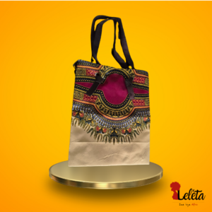 Bolsa Afro  Creme e Vinho com detalhes